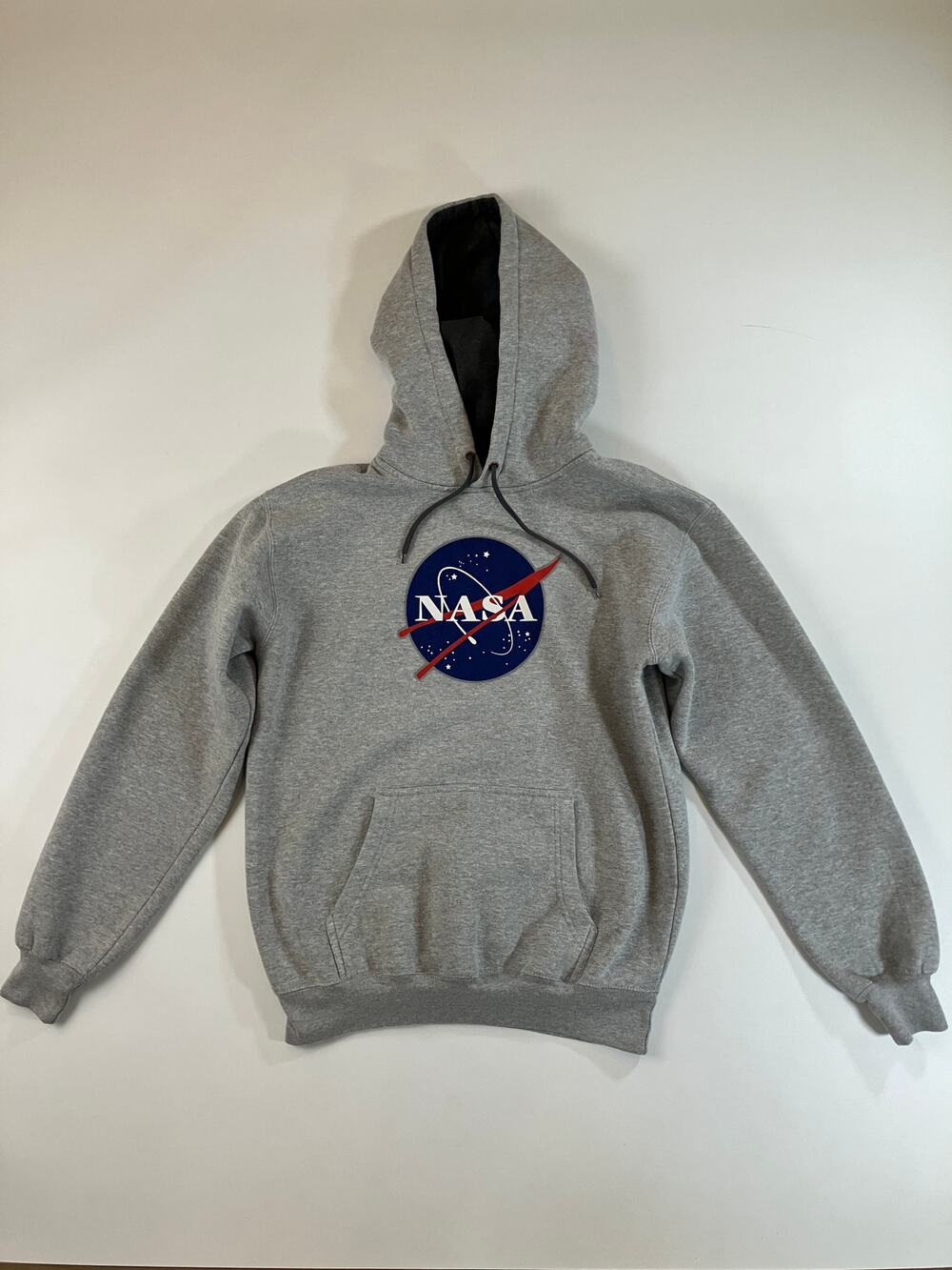 Prairie Mountain NASA Meatball Logo Hoodie Small Gray Black Pullover Sweatshirt
